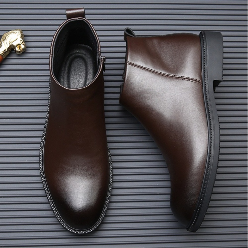 Men Shoes Size 46 - รองเท้าบูทเชลซีสำหรับผู้ชาย ฤดูใบไม้ร่วง ฤดูหนาว รองเท้าหนังผู้ชาย สไตล์อังกฤษ รองเท้าหุ้มข้อสูง