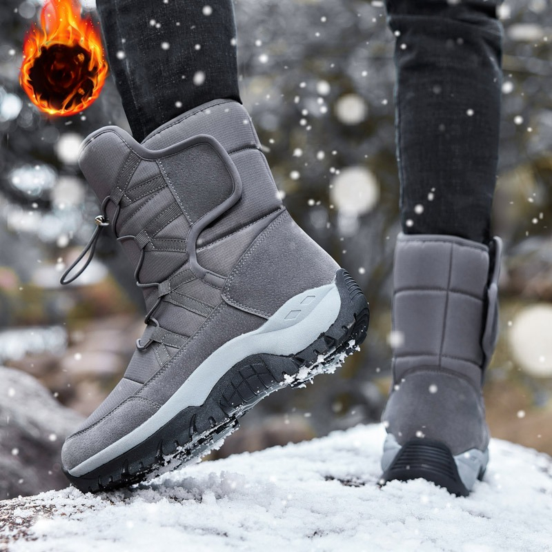 Hiking Boot Waterproof - MAIJIAKA แบรนด์รองเท้าฤดูหนาวผู้ชายรองเท้าเดินป่ากันลื่นรองเท้าทำงานผู้ชายรองเท้าบูทข้อเท้ากันน้ำรองเท้าบูทผู้ชายบุขนนุ่มอุ่นรองเท้าบูทหิมะคู่