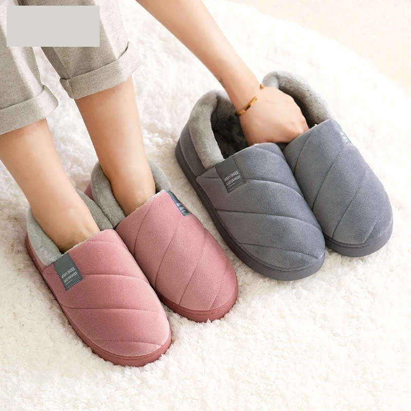 Men Shoes Size 46 - รองเท้าแตะผู้ชายแบบใหม่ สำหรับฤดูหนาว สีพื้น หุ้มส้น บุขนนุ่ม กันลื่น