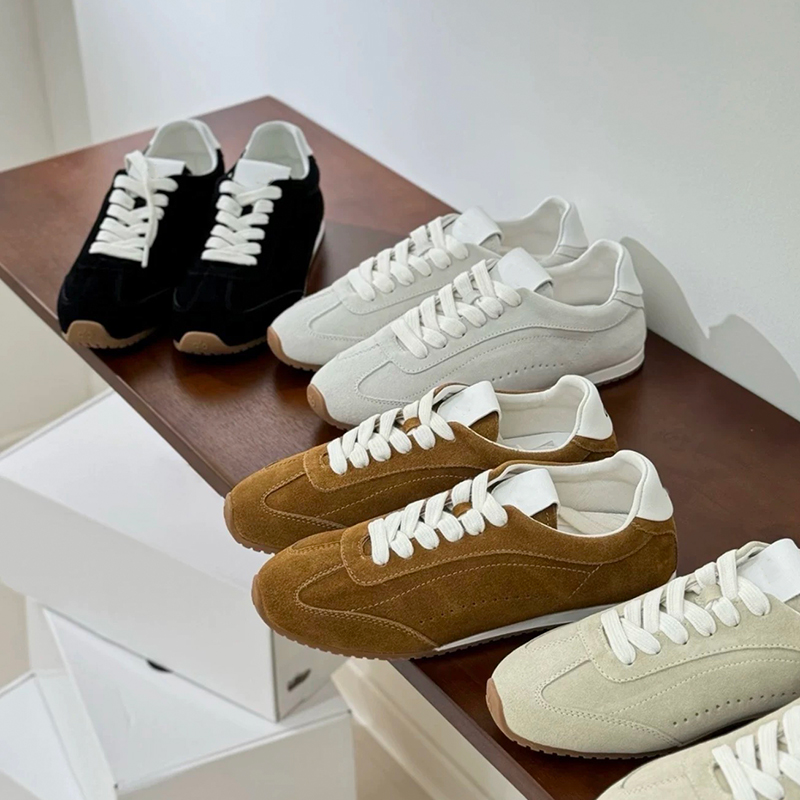 Men Shoes Everyday - รองเท้าลำลองแบบยูนิเซ็กซ์สำหรับผู้หญิง รองเท้าหนังแท้ รองเท้าผ้าใบหนังกลับ รองเท้าผู้ชายแบบผูกเชือก รองเท้าเดินสีขาว รองเท้าดีไซเนอร์สำหรับผู้หญิง