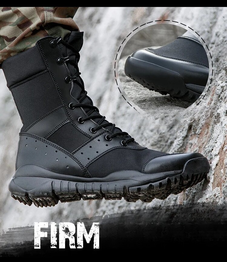 Hiking Boot Waterproof - รองเท้าบูททางยุทธวิธีน้ำหนักเบา กันน้ำ ระบายอากาศได้ดี เหมาะสำหรับการเดินป่ากลางแจ้ง รองเท้าตาข่ายสำหรับฤดูร้อน รองเท้าบูทต่อสู้สำหรับผู้ชายและผู้หญิง