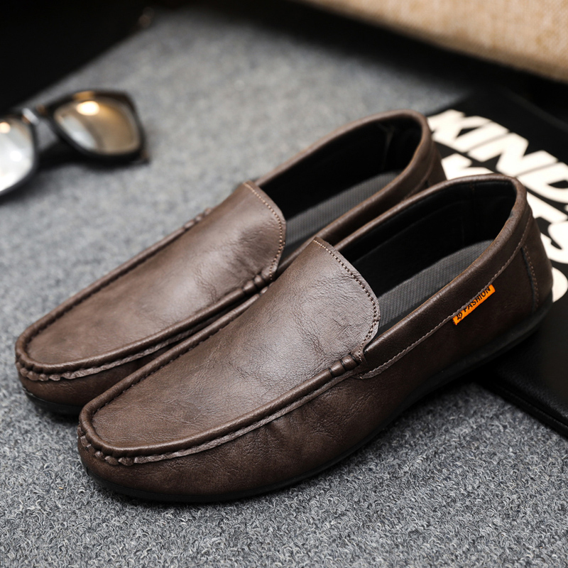 Men Shoes Size 46 - รองเท้าหนังลำลองสำหรับผู้ชาย รองเท้าสวมแบบสบาย ไม่ลื่น รองเท้าขับรถผู้ชาย รองเท้าโลฟเฟอร์แบบแบน รองเท้าสวมแบบสลิปออน