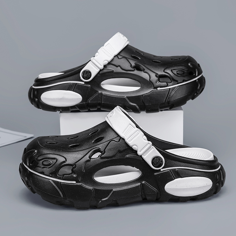 Men Shoes Size 46 - รองเท้าแตะผู้ชายสำหรับฤดูร้อน รองเท้าใส่ในบ้านและสวนแบบใหม่ รองเท้าแตะผู้ชายแบบสวมสบาย พื้นหนา กันลื่น รองเท้าลำลองชายหาด