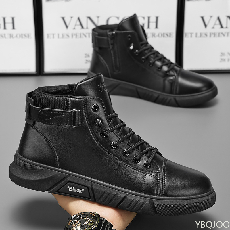 Men Shoes Everyday - รองเท้าผ้าใบผู้ชายทรงสูง สไตล์เรียบง่าย สวมใส่สบาย เหมาะกับฤดูใบไม้ผลิและฤดูใบไม้ร่วง ดีไซน์ทันสมัย ใช้งานได้หลากหลาย