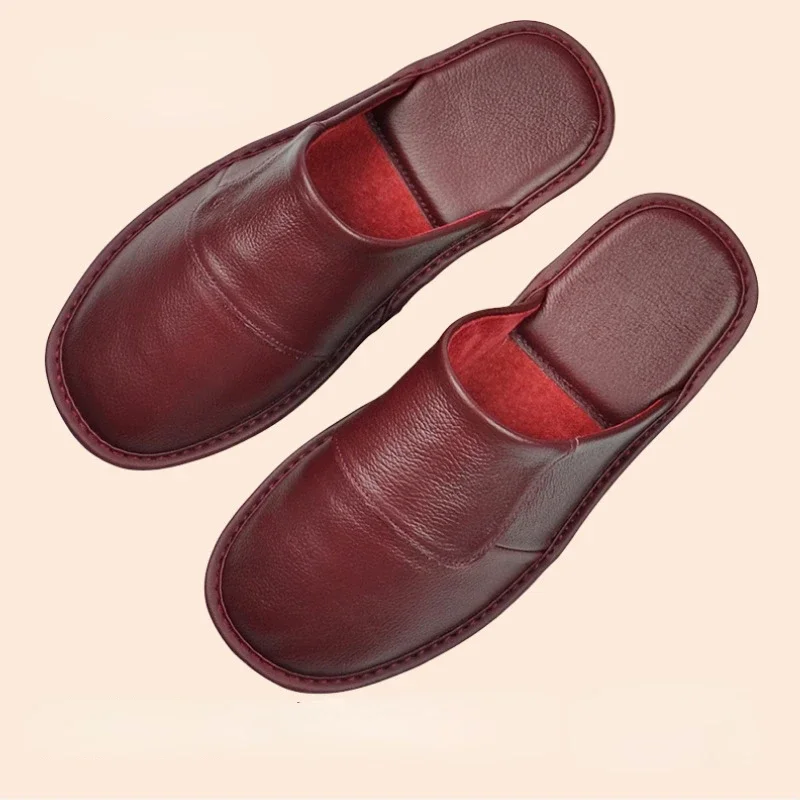Men Shoes Size 46 - XIHAHA ฤดูใบไม้ร่วงฤดูหนาวรองเท้าในร่มผู้ชายผู้หญิงรองเท้าแตะ Man กระชับสไลด์หนังรองเท้าแตะสําหรับ PLUS ขนาด