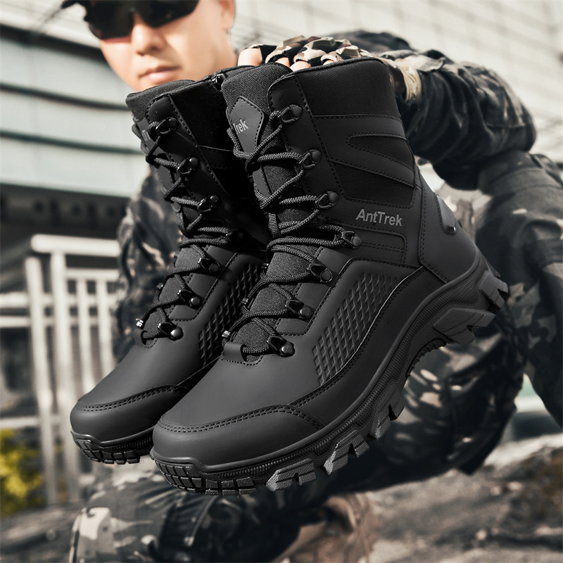 Hiking Boot Waterproof - รองเท้าบูทเทรนนิ่งสำหรับผู้ชาย รองเท้าบูทหุ้มข้อสูงกันลื่นกันน้ำสำหรับทุกฤดูกาล รองเท้าบูทเดินป่าในป่าที่ทันสมัยและสวมใส่สบาย