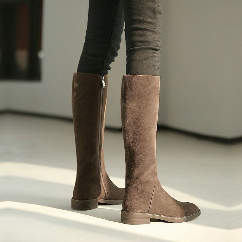 Men Shoes Elegant - รองเท้าบูทผู้หญิงแฟชั่นฤดูหนาวบุขนเทียมสีดำแบบยาว