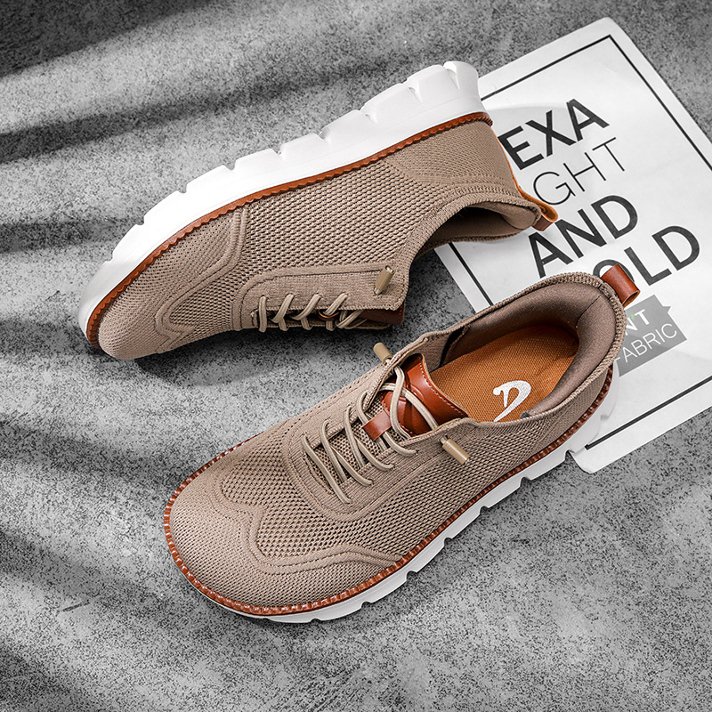 Men Shoes Everyday - รองเท้าผู้ชายทรงกว้าง สไตล์ลำลอง แบบตาข่าย ระบายอากาศดี ดีไซน์มินิมอล พื้นเรียบ