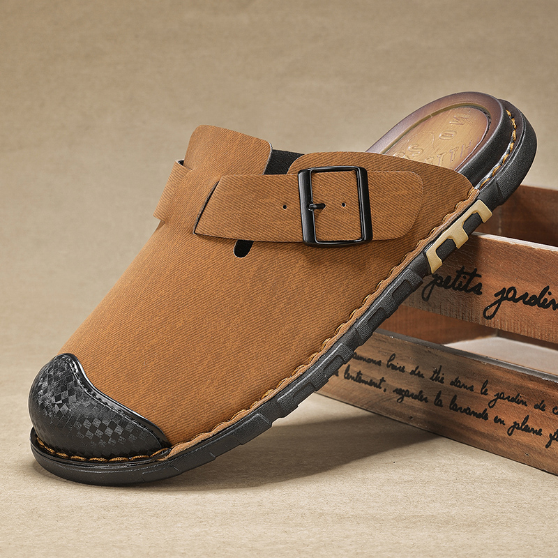 Men Shoes Size 46 - ชายรองเท้ารองเท้าแตะฤดูร้อน PU หนังสีทึบรองเท้าแตะกลางแจ้ง Anti SLIP บนรองเท้าแตะชายรองเท้าชายหาดขนาดใหญ่