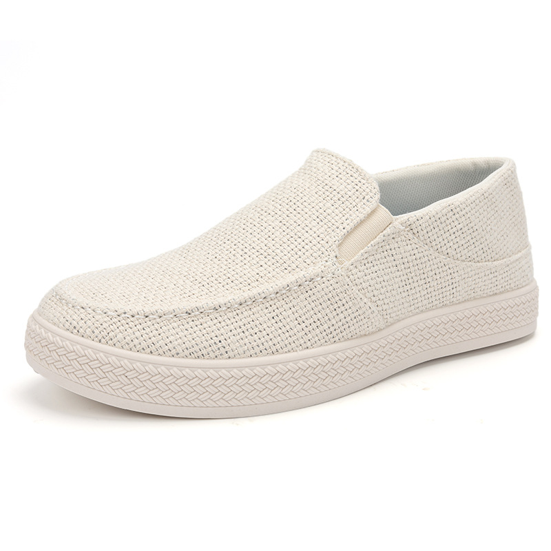 Men Shoes Everyday - รองเท้าโลฟเฟอร์ผ้าลินินสำหรับผู้ชาย ระบายอากาศได้ดี หน้าผ้าทอ ทนทานต่อการสึกหรอ พื้นรองเท้าทำจากยาง เหมาะสำหรับใส่เดินเล่นในชีวิตประจำวัน