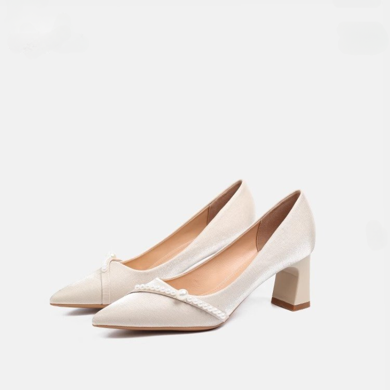 รองเท้าส้นตึกหัวแหลมประดับมุกส - Men Shoes Elegant บทวิจารณ์และราคา