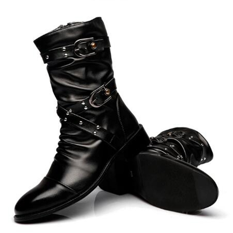 รองเท้าบูทหนังผู้ชายแฟชั่นคุณภ - Men Shoes Size 46 บทวิจารณ์และราคา