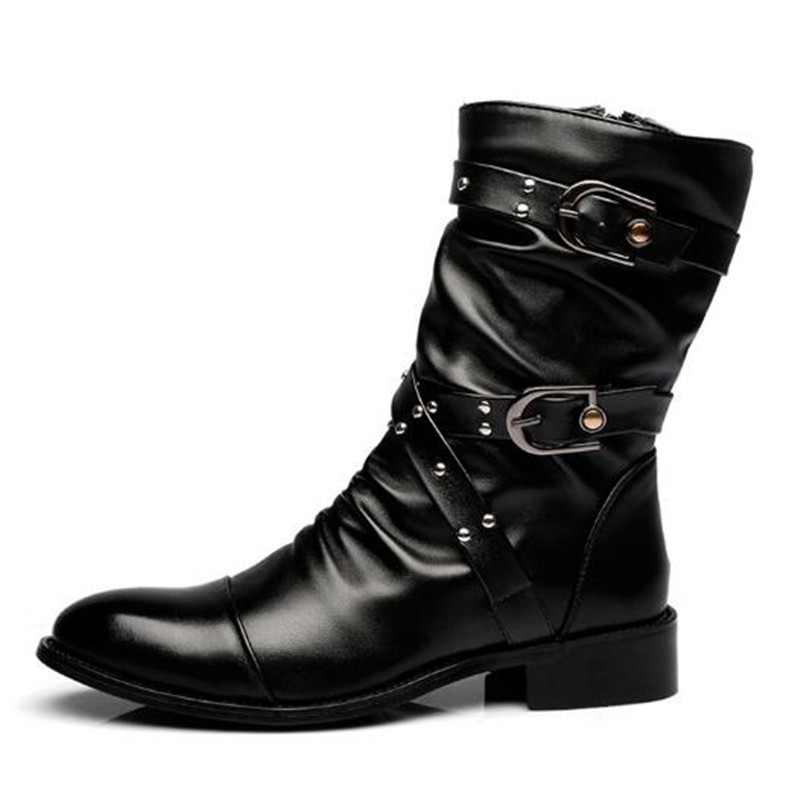 รองเท้าบูทหนังผู้ชายแฟชั่นคุณภ - Men Shoes Size 46 บทวิจารณ์และราคา