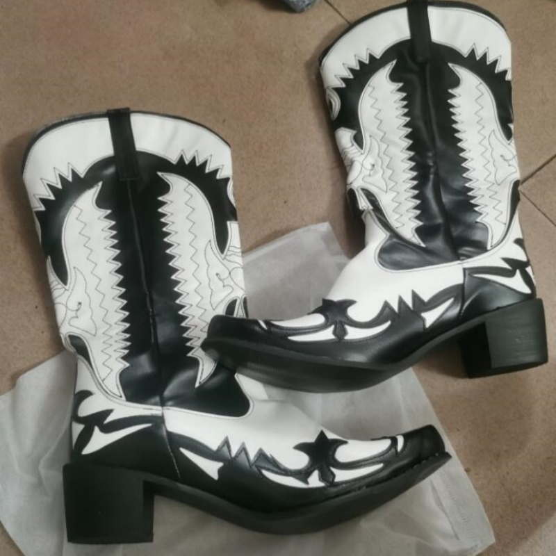 รองเท้าบูทคาวบอยแฟชั่นใหม่ปี 2 - Men Shoes Size 46 บทวิจารณ์และราคา