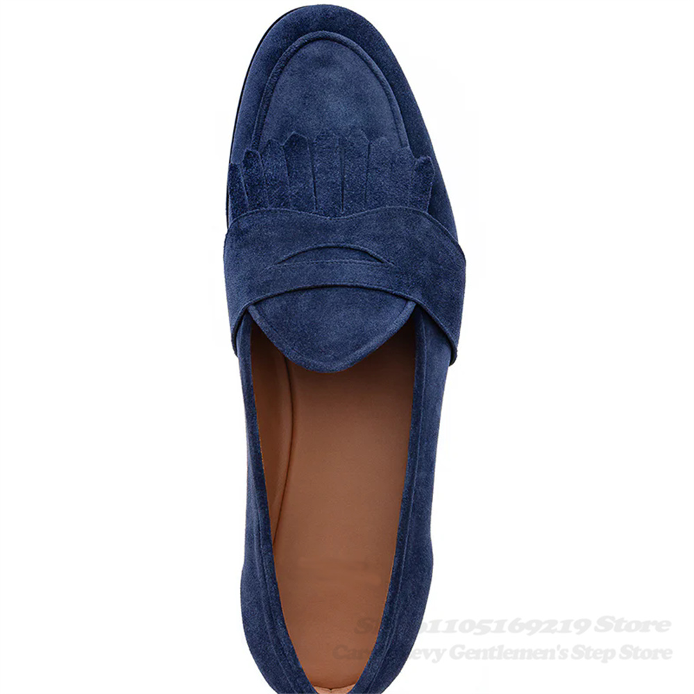 รองเท้าโลฟเฟอร์หนังกลับสีน้ำเง - Men Shoes Elegant บทวิจารณ์และราคา