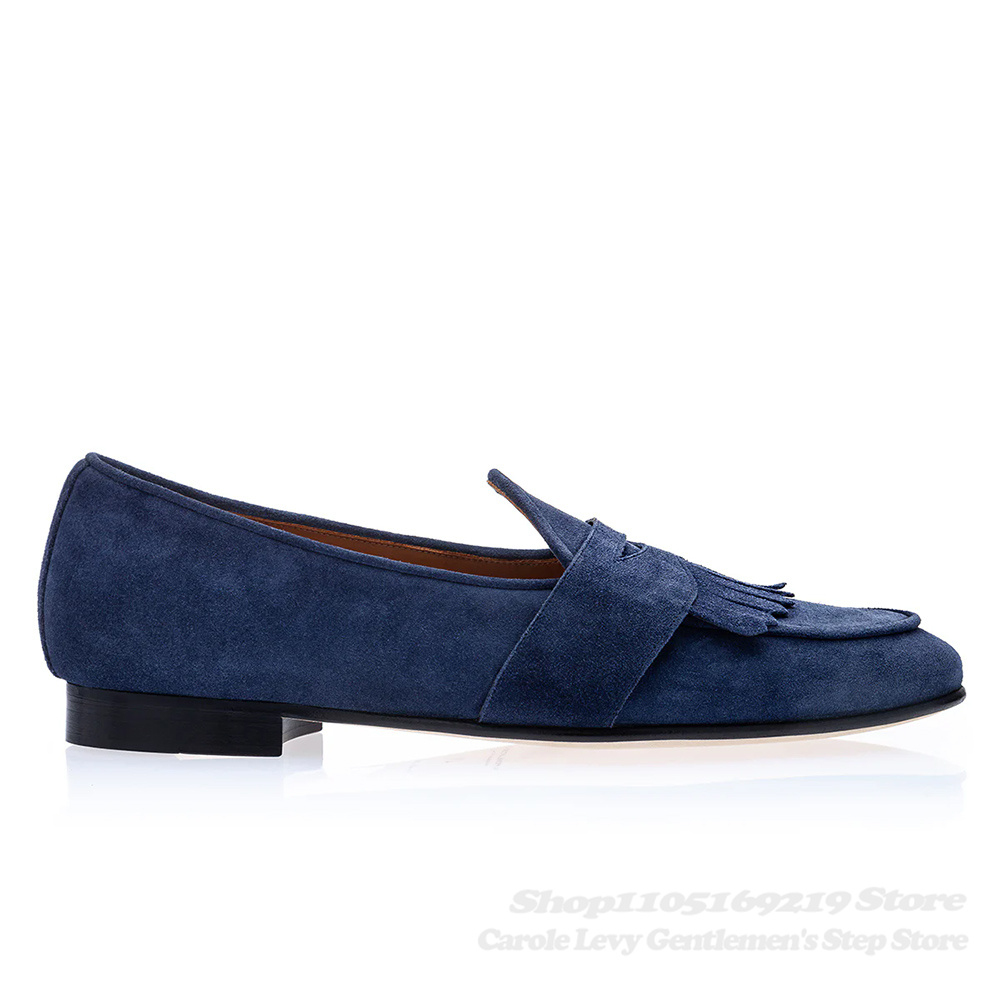 รองเท้าโลฟเฟอร์หนังกลับสีน้ำเง - Men Shoes Elegant บทวิจารณ์และราคา