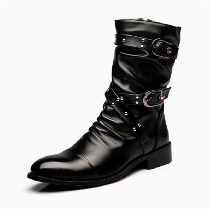 รองเท้าบูทหนังผู้ชายแฟชั่นคุณภ - Men Shoes Size 46 บทวิจารณ์และราคา