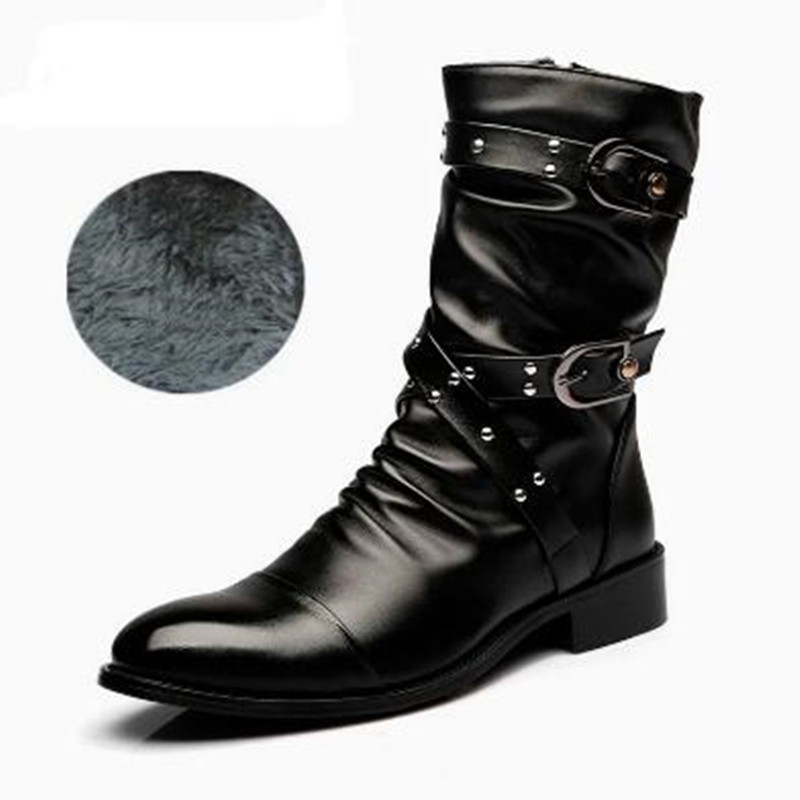 รองเท้าบูทหนังผู้ชายแฟชั่นคุณภ - Men Shoes Size 46 บทวิจารณ์และราคา